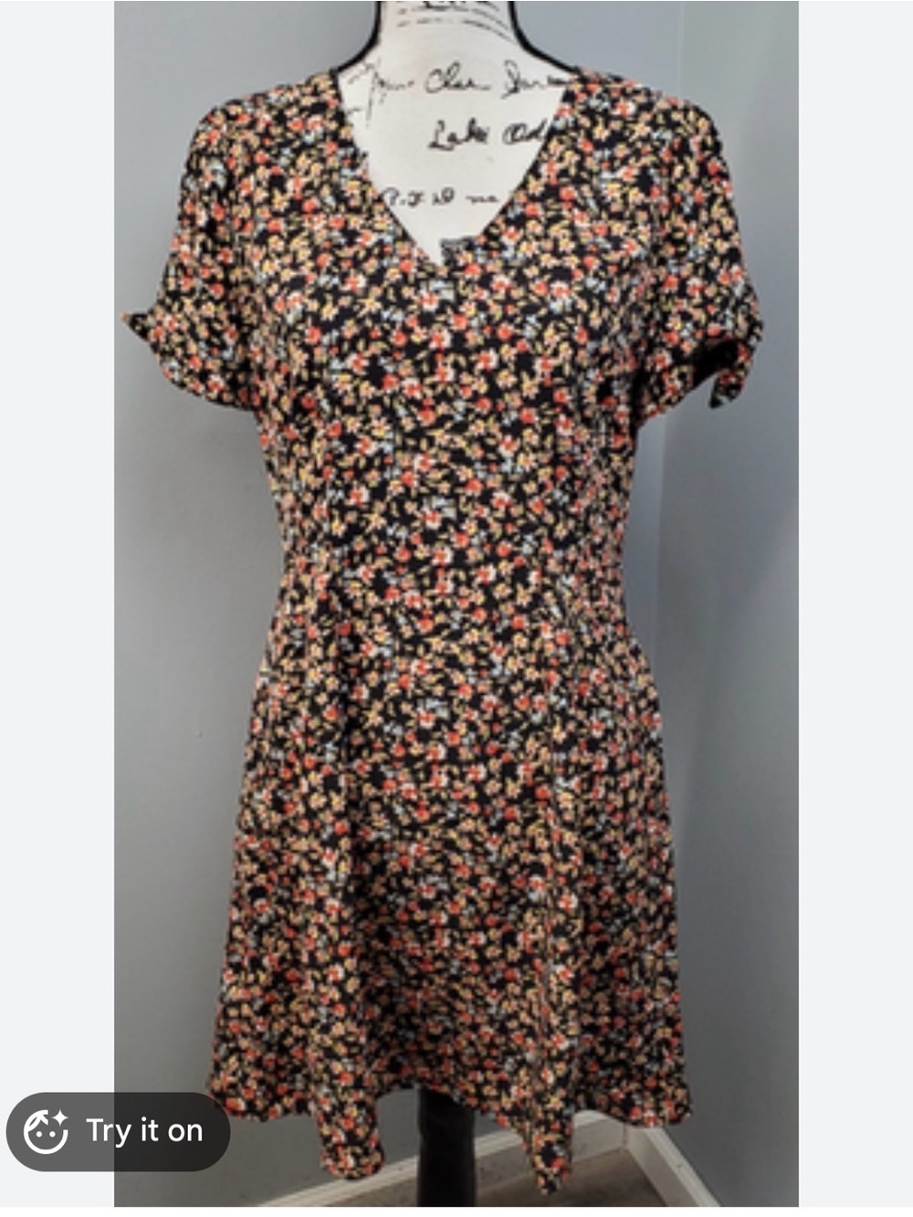 2 for $20 sale: Ann Taylor loft a-line ditsy floral v-neck dress tie sleeves. M